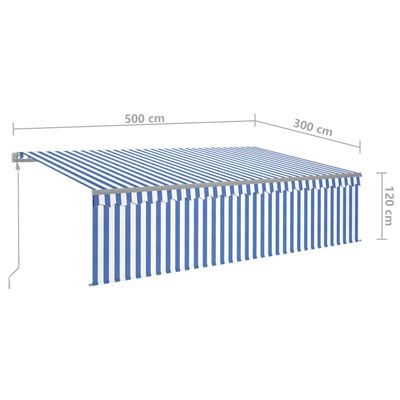 vidaXL Automatycznie zwijana markiza, LED i czujnik wiatru, 5x3 m