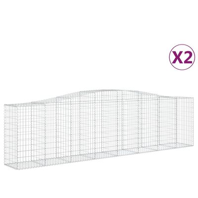 vidaXL Kosze gabionowe, 2 szt, 400x50x100/120 cm, galwanizowane żelazo