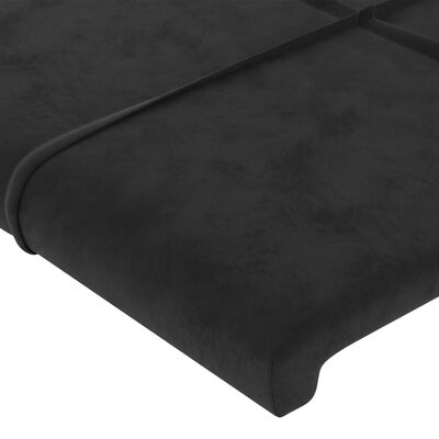 vidaXL Zagłówek do łóżka z LED, czarny, 144x5x78/88 cm, aksamit