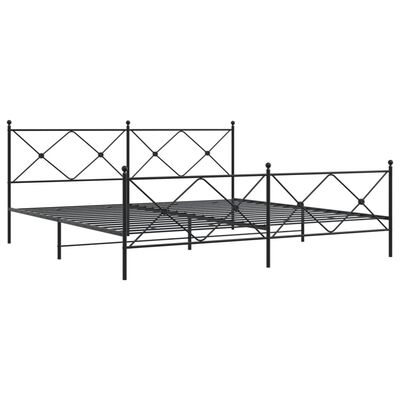 vidaXL Metalowa rama łóżka z wezgłowiem i zanóżkiem, czarna, 193x203cm