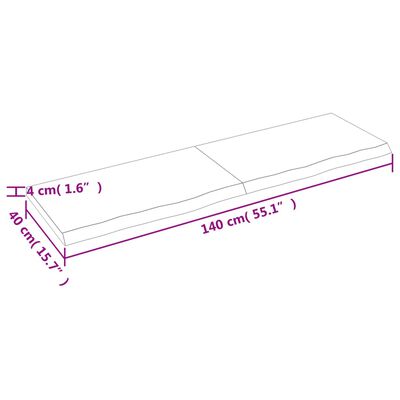 vidaXL Blat do łazienki, 140x40x(2-4) cm, surowe, lite drewno