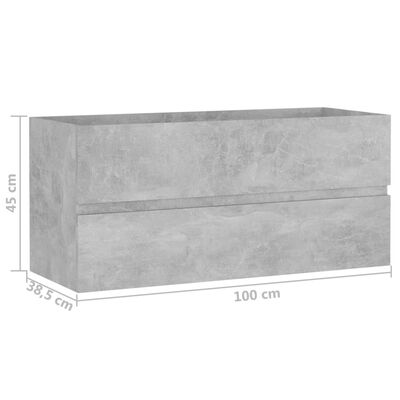 vidaXL Szafka pod umywalkę, szarość betonu, 100x38,5x45 cm