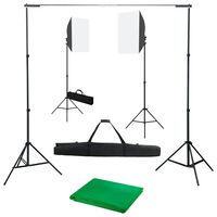 vidaXL Fotograficzny zestaw studyjny z lampami softbox i tłem