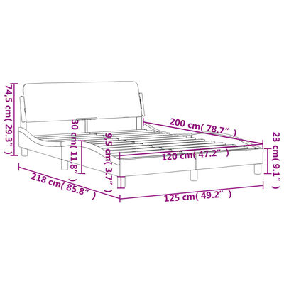 vidaXL Rama łóżka z zagłówkiem, jasnoszara, 120x200 cm, aksamitna