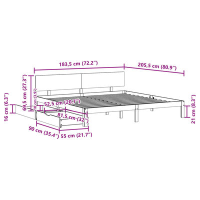 vidaXL Rama łóżka z szufladami, biała, 180x200 cm, lite drewno sosnowe