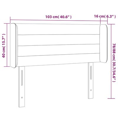 vidaXL Zagłówek do łóżka z LED, zielony, 103x16x78/88 cm, tkanina