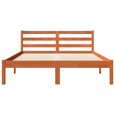 vidaXL Rama łóżka, woskowy brąz, 140x190 cm, lite drewno sosnowe