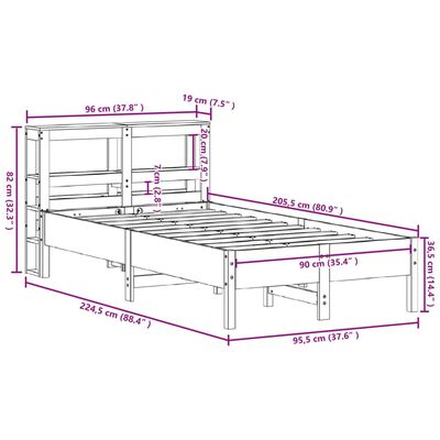 vidaXL Rama łóżka bez materaca, biała, 90x200 cm, lite drewno sosnowe