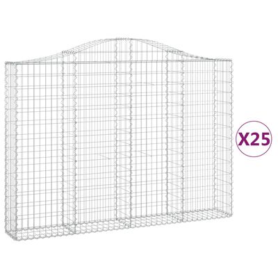 vidaXL Kosze gabionowe, 25 szt, 200x30x140/160cm, galwanizowane żelazo