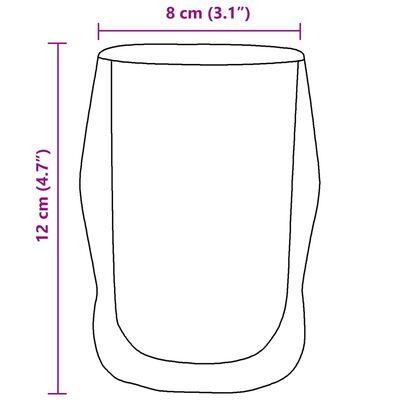 vidaXL Dwuścienne szklanki, 6 szt., 350 ml