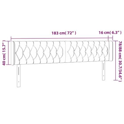 vidaXL Zagłówek do łóżka z LED, ciemnobrązowy, 183x16x78/88cm, tkanina