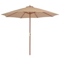 vidaXL Parasol ogrodowy na drewnianym słupku, 300 cm, taupe