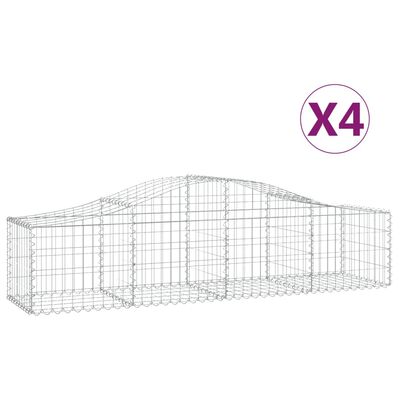 vidaXL Kosze gabionowe, 4 szt, 200x50x40/60 cm, galwanizowane żelazo