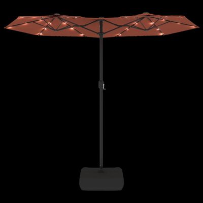 vidaXL Podwójny parasol ogrodowy z LED, terakota, 316x240 cm