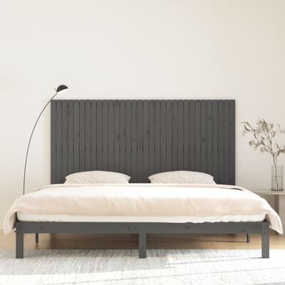 vidaXL Wezgłowie łóżka, szare, 204x3x110 cm, lite drewno sosnowe