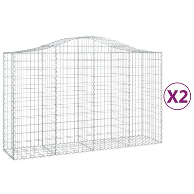 vidaXL Kosze gabionowe, 2 szt, 200x50x120/140 cm, galwanizowane żelazo