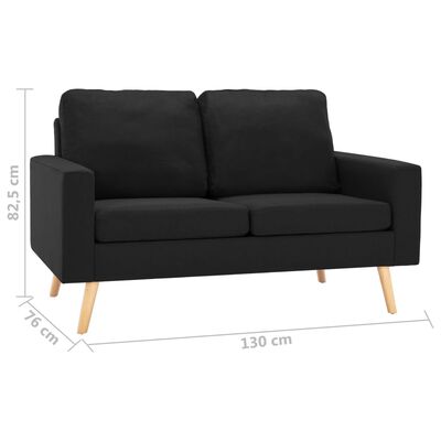 vidaXL 2-osobowa sofa, czarna, tapicerowana tkaniną