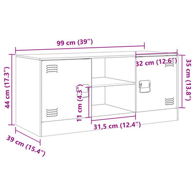 vidaXL Szafka pod telewizor, czarna, 99x39x44 cm, stalowa