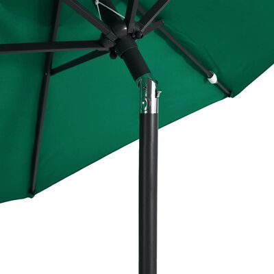 vidaXL Parasol ogrodowy na stalowym słupku, zielony, 225x225x212 cm