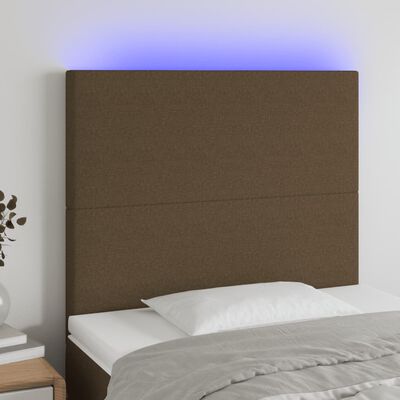 vidaXL Zagłówek do łóżka z LED ciemnobrązowy 100x5x118/128 cm tkanina