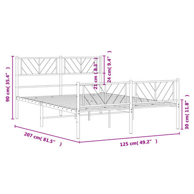 vidaXL Metalowa rama łóżka z wezgłowiem i zanóżkiem, biała, 120x200 cm