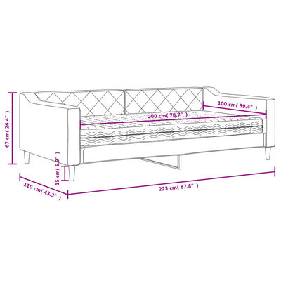 vidaXL Sofa z materacem do spania, kremowa, 100x200 cm, tkanina