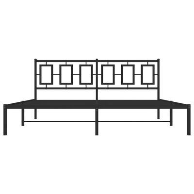 vidaXL Metalowa rama łóżka z wezgłowiem, czarna, 183x213 cm