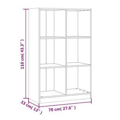 vidaXL Regał, 70x33x110 cm, lite drewno sosnowe