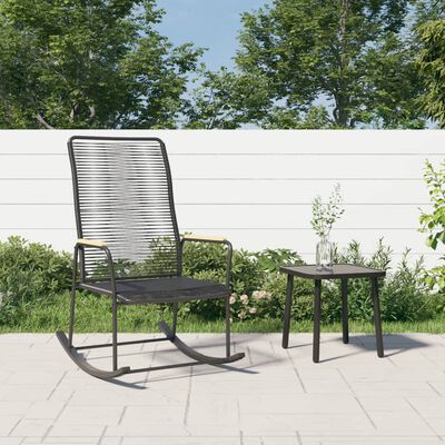 vidaXL Ogrodowy fotel bujany, czarny, 59x79,5x104 cm, rattan PVC