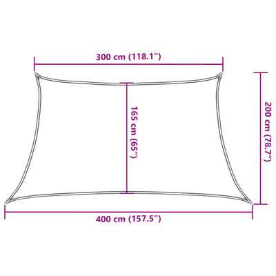 vidaXL Żagiel przeciwsłoneczny, 160 g/m², czerwony, 3/4x2 m, HDPE