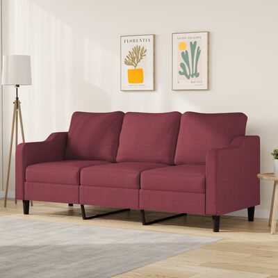 vidaXL Sofa 3-osobowa, winna czerwień, 180 cm,tapicerowana tkaniną