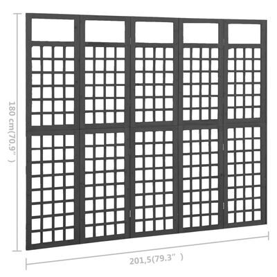 vidaXL Parawan pokojowy 5-panelowy/trejaż, drewno jodłowe, 201,5x180cm