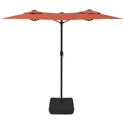 vidaXL Podwójny parasol ogrodowy z LED, terakota, 316x240 cm