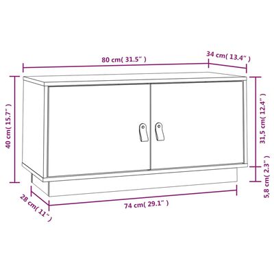 vidaXL Szafka pod TV, 80x34x40 cm, lite drewno sosnowe