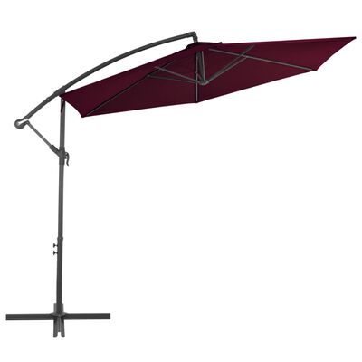 vidaXL Parasol wiszący na aluminiowym słupku, bordowy, 300 cm