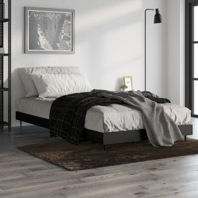 vidaXL Rama łóżka, czarna, 90x200 cm, materiał drewnopochodny