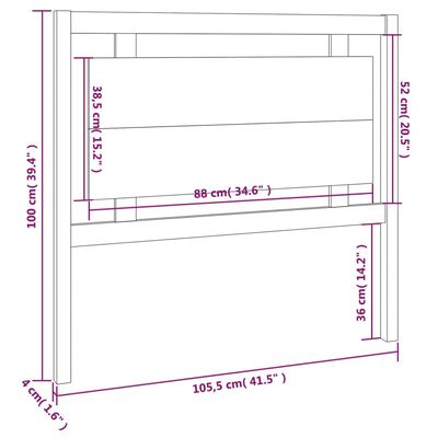 vidaXL Wezgłowie łóżka, szare, 105,5x4x100 cm, lite drewno sosnowe