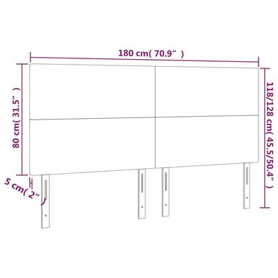 vidaXL Zagłówek do łóżka z LED, kremowy, 180x5x118/128 cm, tkanina