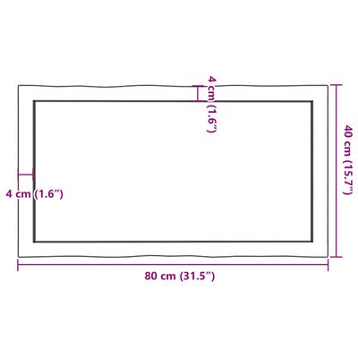 vidaXL Blat jasnobrązowy 80x40x(2-4) cm, drewno z naturalną krawędzią