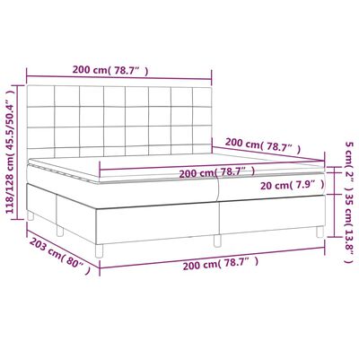 vidaXL Łóżko kontynentalne z materacem i LED, różowy aksamit 200x200cm