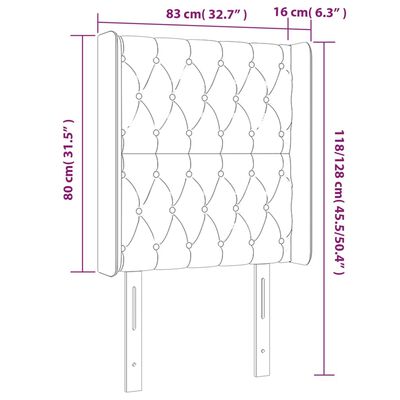 vidaXL Zagłówek do łóżka z LED, taupe, 83x16x118/128 cm, tkanina