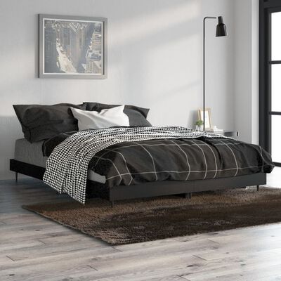 vidaXL Rama łóżka, czarna, 140x190 cm, materiał drewnopochodny