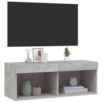 vidaXL Szafka TV z oświetleniem LED, szarość betonu, 80x30x30 cm