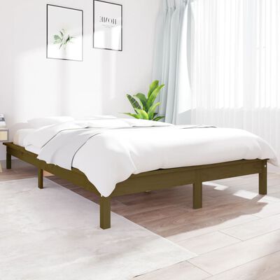 vidaXL Rama łóżka, miodowy brąz, 120x190 cm, lite drewno sosnowe