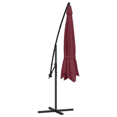 vidaXL Parasol wiszący z aluminiowym słupkiem, 350 cm, bordowy