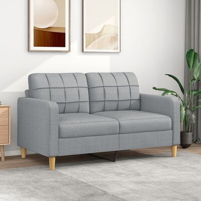 vidaXL Sofa 2-osobowa, jasnoszara, 140 cm, tkanina, klasa B