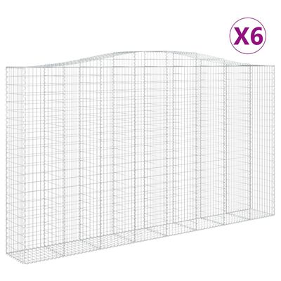 vidaXL Kosze gabionowe, 6 szt, 400x50x220/240 cm, galwanizowane żelazo