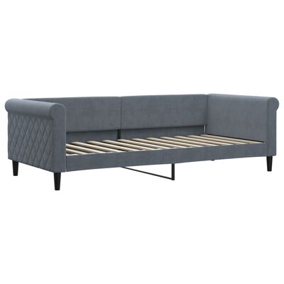 vidaXL Sofa z materacem do spania, ciemnoszara, 90x200 cm, aksamit