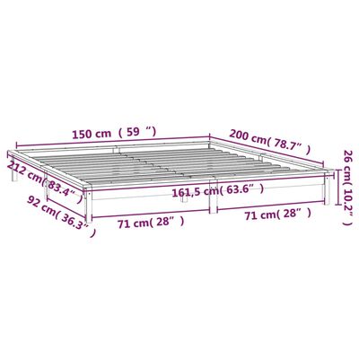 vidaXL Rama łóżka z LED, miodowa, 150x200 cm, King Size, lite drewno