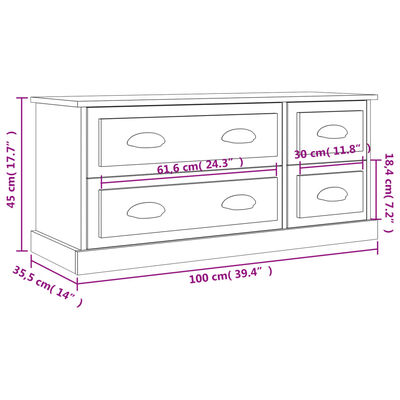 vidaXL Szafka pod TV, dąb sonoma 100x35,5x45cm materiał drewnopochodny